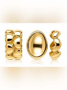 Zara Gold-Tone Oval & Sculpted Dome Rings - Women Jewelry